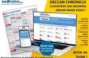 Deccan Chronicle Classifieds online booking