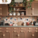 Rustic Rattan Kitchen with Earthy Tones & Vintage Charm