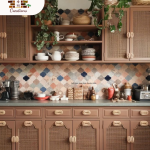 Rustic Rattan Kitchen with Earthy Tones & Vintage Charm